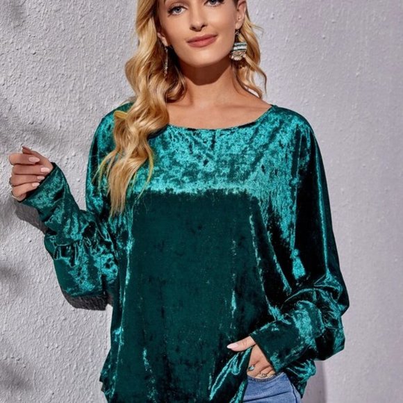 Batwing Sleeve Velour Blouse. NWOT.